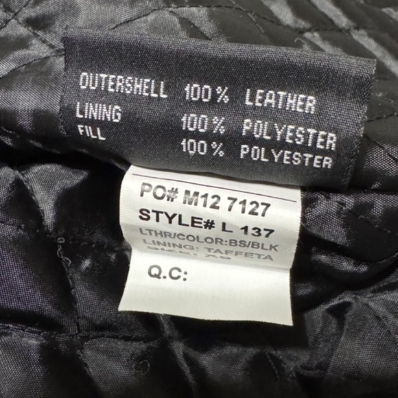 NWT FMC Black Leather Motorcycle Biker Jacket XS Women or Youth - Picture 6 of 6